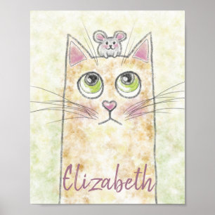 Kat-en-Muis-Illustratie Poster