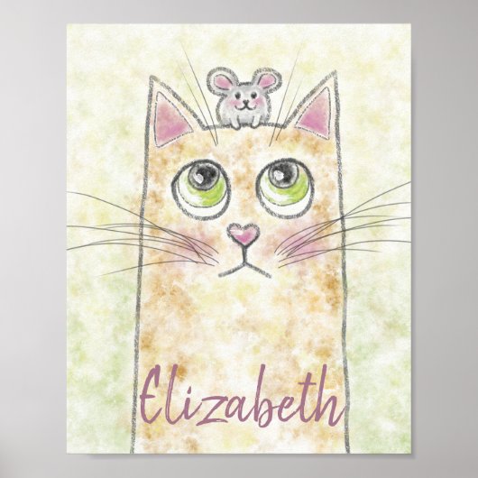 Kat-en-Muis-Illustratie Poster (Voorkant)