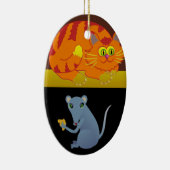 Kat en muis keramisch ornament (Rechts)