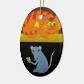 Kat en muis keramisch ornament (Links)