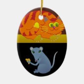 Kat en muis keramisch ornament (Voorkant)