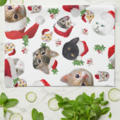 Kat en muis Kerstmis Theedoek (Gevouwen)