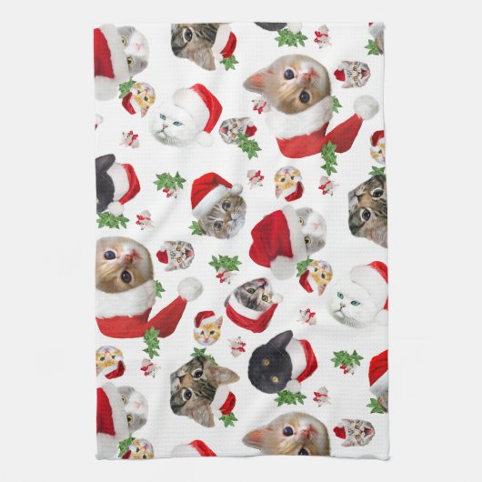 Kat en muis Kerstmis Theedoek (Verticaal)