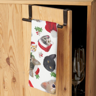 Kat en muis Kerstmis Theedoek