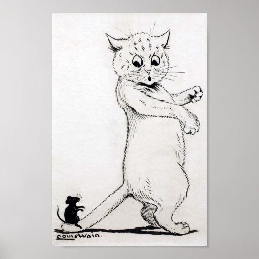 Kat en Muis, Louis Wain Poster (Voorkant)