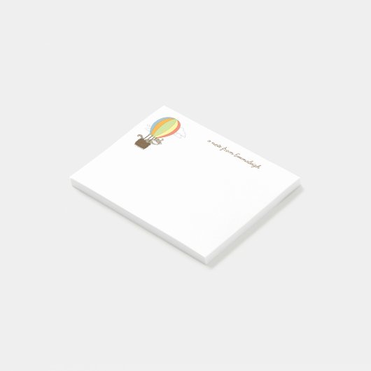 Kat- en muis-luchtballon, aangepast post-it® notes (Schuin)