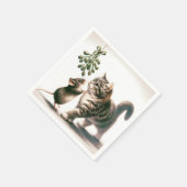 Kat en muis met maretak servet (Hoek)