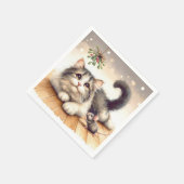 Kat en muis met maretak servet (Hoek)