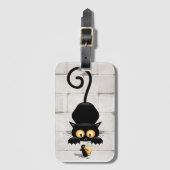 Kat en muis met tekenfilm op kaasdeeg bagagelabel (Voorkant (verticaal))