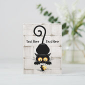 Kat en muis met tekenfilm op kaasdeeg briefkaart (Staand voorkant)