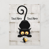 Kat en muis met tekenfilm op kaasdeeg briefkaart (Voorkant)