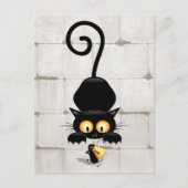 Kat en muis met tekenfilm op kaasdeeg briefkaart (Voorkant)