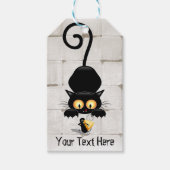 Kat en muis met tekenfilm op kaasdeeg cadeaulabel (Voorkant)