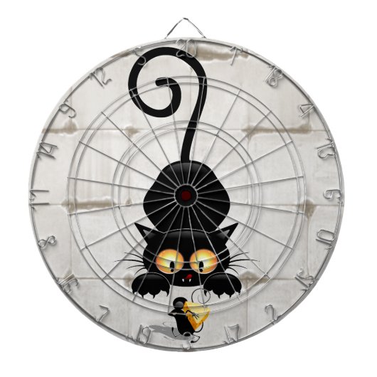 Kat en muis met tekenfilm op kaasdeeg dartbord (Voorkant)