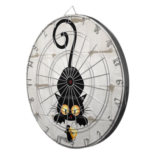 Kat en muis met tekenfilm op kaasdeeg dartbord (Voorkant Rechts)