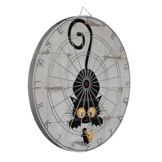 Kat en muis met tekenfilm op kaasdeeg dartbord (Voorkant Links)