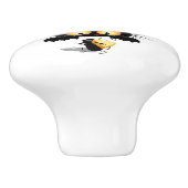 Kat en muis met tekenfilm op kaasdeeg keramische knop (Zijkant)