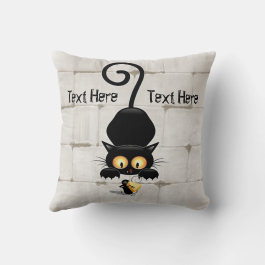 Kat en muis met tekenfilm op kaasdeeg kussen (Achterkant)