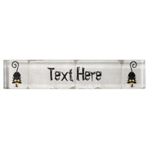 Kat en muis met tekenfilm op kaasdeeg naambordje