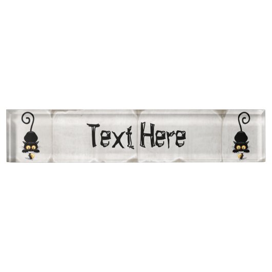 Kat en muis met tekenfilm op kaasdeeg naambordje (Voorkant)