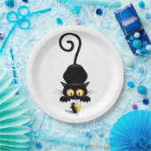 Kat en muis met tekenfilm op kaasdeeg papieren bordje (Feest)