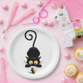 Kat en muis met tekenfilm op kaasdeeg papieren bordje (Feest)