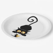 Kat en muis met tekenfilm op kaasdeeg papieren bordje (Gekanteld)