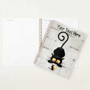 Kat en muis met tekenfilm op kaasdeeg planner