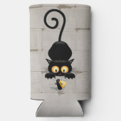 Kat en muis met tekenfilm op kaasdeeg seltzer blikjeskoeler (Achterkant)