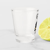 Kat en muis met tekenfilm op kaasdeeg shot glas (Links)