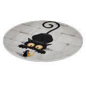 Kat en muis met tekenfilm op kaasdeeg snijplank (Hoek)