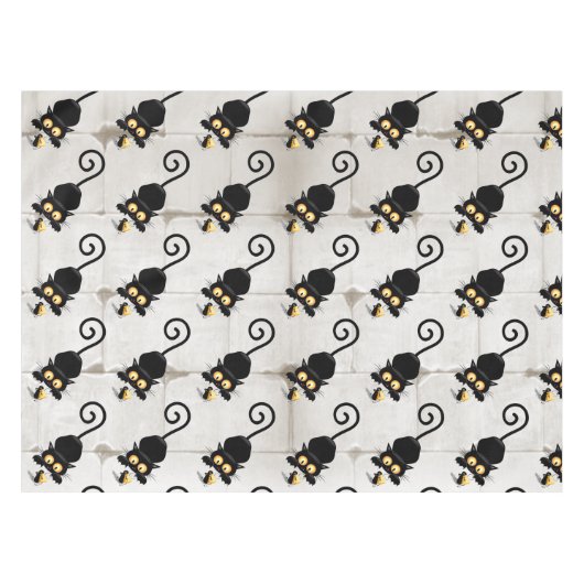 Kat en muis met tekenfilm op kaasdeeg tafelkleed (Voorkant (Horizontaal))