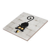 Kat en muis met tekenfilm op kaasdeeg tegeltje (Zijkant)