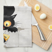 Kat en muis met tekenfilm op kaasdeeg theedoek (Quarter Fold)