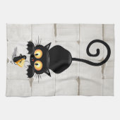 Kat en muis met tekenfilm op kaasdeeg theedoek (Horizontaal)