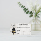 Kat en muis met tekenfilm op kaasdeeg visitekaartje (Staand voorkant)