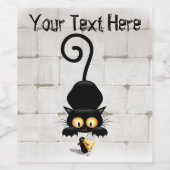 Kat en muis met tekenfilm op kaasdeeg wijn etiket (Enkel label)