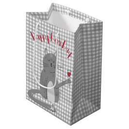 Kat en muis met wijndag medium cadeauzakje