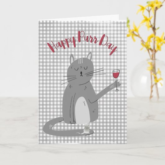 Kat en muis met wijnglas kaart (Gele Bloem)