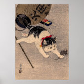  kat en muis - Ohara Koson Poster (Voorkant)