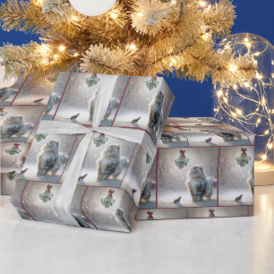 Kat en muis onder de maretak cadeaupapier