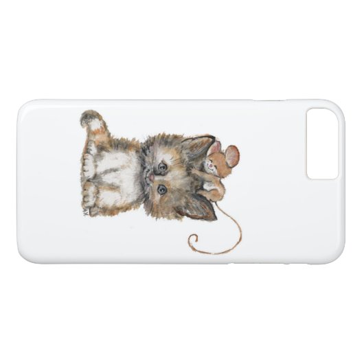 Kat en muis op een iPhone Case (Achterkant (Horizontaal))