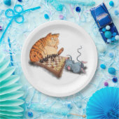 Kat en Muis Spelen Schaak Grappig Papier Borden Papieren Bordje (Feest)