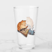 Kat en muis spelen schaken grappig glas (Achterkant)