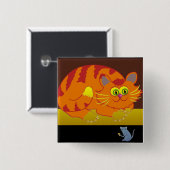 Kat en muis vierkante button 5,1 cm (Voorkant /achterkant)