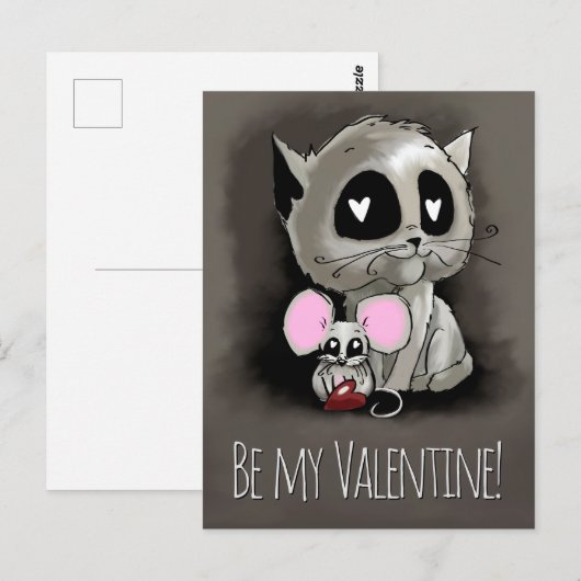 Kat- en muisinkt tekenen, mijn Valentijn zijn Briefkaart (Voorkant / Achterkant)