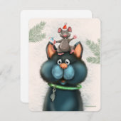 Kat- en muiskerstkaart feestdagenkaart (Voorkant / Achterkant)