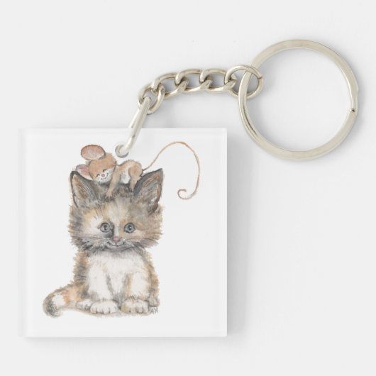 Kat- en muisontwerp op een Sleutelhanger (Achterkant)