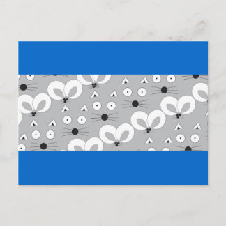 Kat- en muispatroon grijs briefkaart