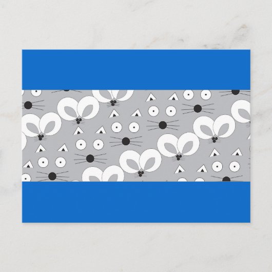 Kat- en muispatroon grijs briefkaart (Voorkant)